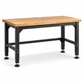 Banco da lavoro industriale 120 × 60 × 90 cm in legno naturale e acciaio nero con piedini regolabili
