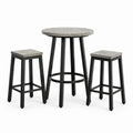 Set da bar 3 pezzi con tavolo rotondo Ø60 × 90 cm e 2 sgabelli 35 × 35 × 65 cm, grigio e nero