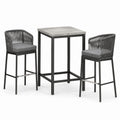 Set da bar a 3 pezzi grigio, antracite e nero con tavolo 70 × 70 × 105 cm e 2 sgabelli 56 × 58 × 100 cm