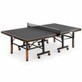 Tavolo da ping pong pieghevole 274 × 152,5 × 76 cm, piano nero in MDF, struttura in acciaio e ruote