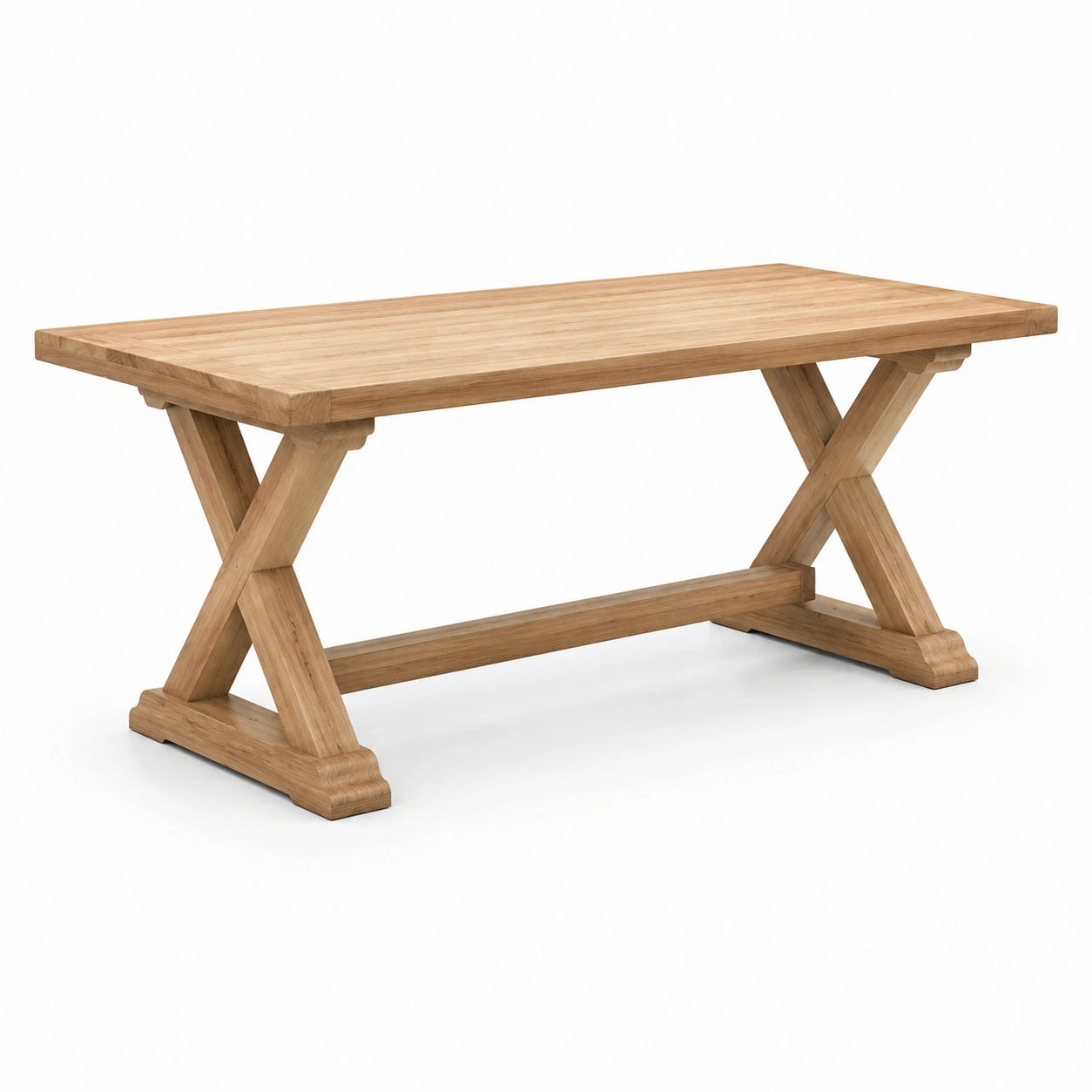 Tavolo da pranzo in legno marrone naturale 180 × 90 × 76 cm con gambe incrociate