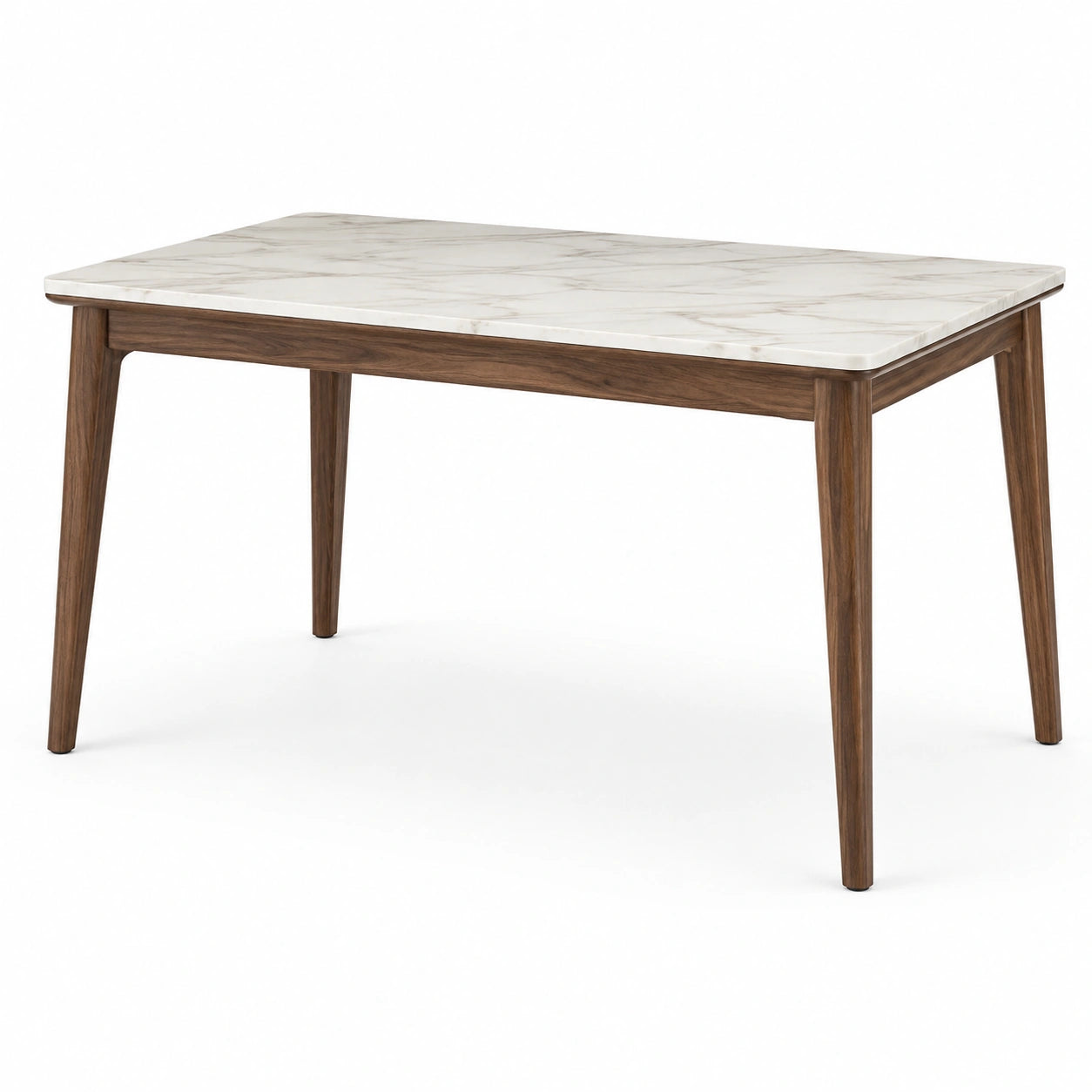 Tavolo da pranzo rettangolare 120 × 70 × 75 cm bianco e marrone con piano effetto marmo
