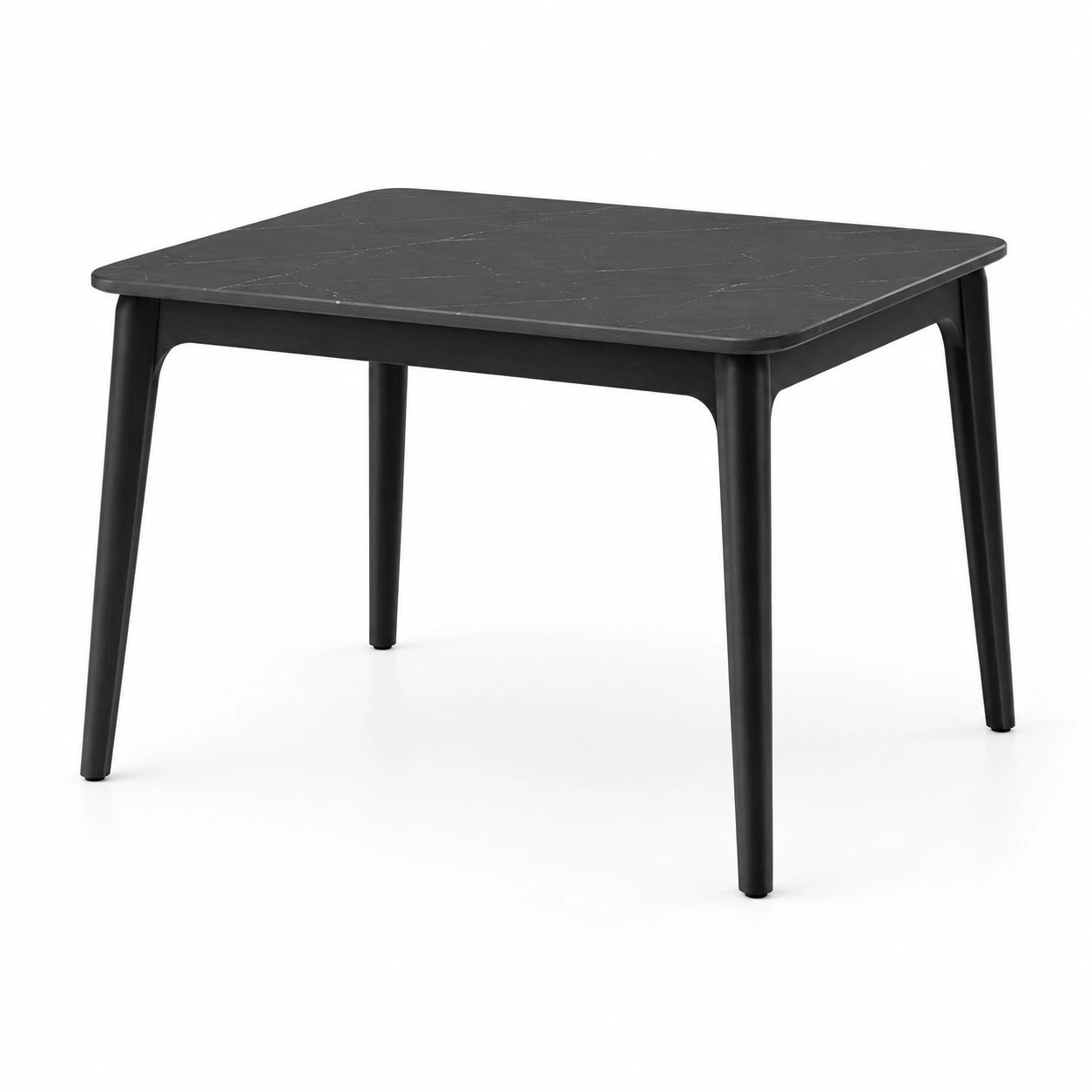 Tavolo da pranzo quadrato nero effetto marmo, 80 × 80 × 75 cm, stile moderno