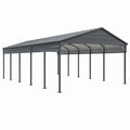 Carport doppio in acciaio grigio antracite con tetto a due falde, 600 × 600 × 310 cm