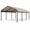 Carport autoportante 600 × 300 × 270 cm in metallo marrone con copertura curva beige