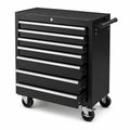 Carrello portautensili nero e argento 69 × 33 × 77 cm con 7 cassetti, ruote e serratura