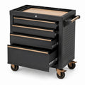 Carrello portautensili nero in acciaio con 4 cassetti, serratura e ruote, 68 × 46 × 86 cm