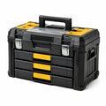 Cassetta portautensili portatile con 3 cassetti, 52 × 32 × 40 cm, nera e gialla