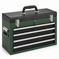 Cassetta portautensili in acciaio verde, nero e argento, 66 × 30 × 48 cm, con 4 cassetti e serratura