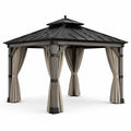 Gazebo da giardino grigio, talpa e nero 365 × 305 × 290 cm con tetto rigido ventilato e tende laterali