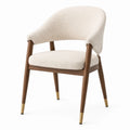 Sedia con braccioli 58 × 60 × 82 cm in bouclé crema e legno, stile moderno