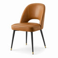 Sedia imbottita 52 × 57 × 81 cm in similpelle cognac con gambe nere e dettagli dorati