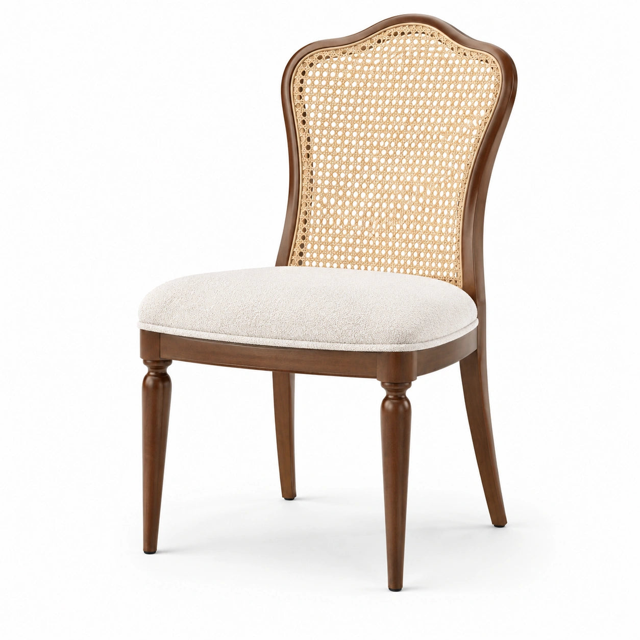 Sedia da pranzo in legno marrone e rattan beige con seduta imbottita, 51 x 57 x 94 cm
