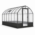 Serra da giardino nera e trasparente 250 × 190 × 195 cm con tetto arcuato e finestra apribile