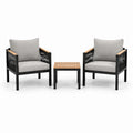 Set da giardino 3 pezzi con 2 poltrone 70 × 75 × 80 cm e tavolino 50 × 50 × 43 cm, nero, grigio e marrone chiaro