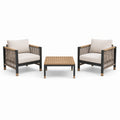 Set da giardino moderno a 3 pezzi con 2 poltrone 72 x 74 x 78 cm e tavolino 55 x 55 x 42 cm, nero, beige e marrone
