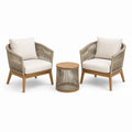 Set da giardino 3 pezzi con 2 poltrone da 74 × 78 × 82 cm e tavolino rotondo da 50 × 48 cm, beige, crema e marrone