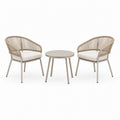 Set da giardino beige e crema con 2 poltrone 68 × 70 × 79 cm e tavolino rotondo Ø 60 × 45 cm
