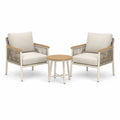 Set da esterno 3 pezzi con 2 poltrone 74 × 76 × 81 cm e tavolino rotondo 60 × 46 cm, beige, tortora e marrone chiaro